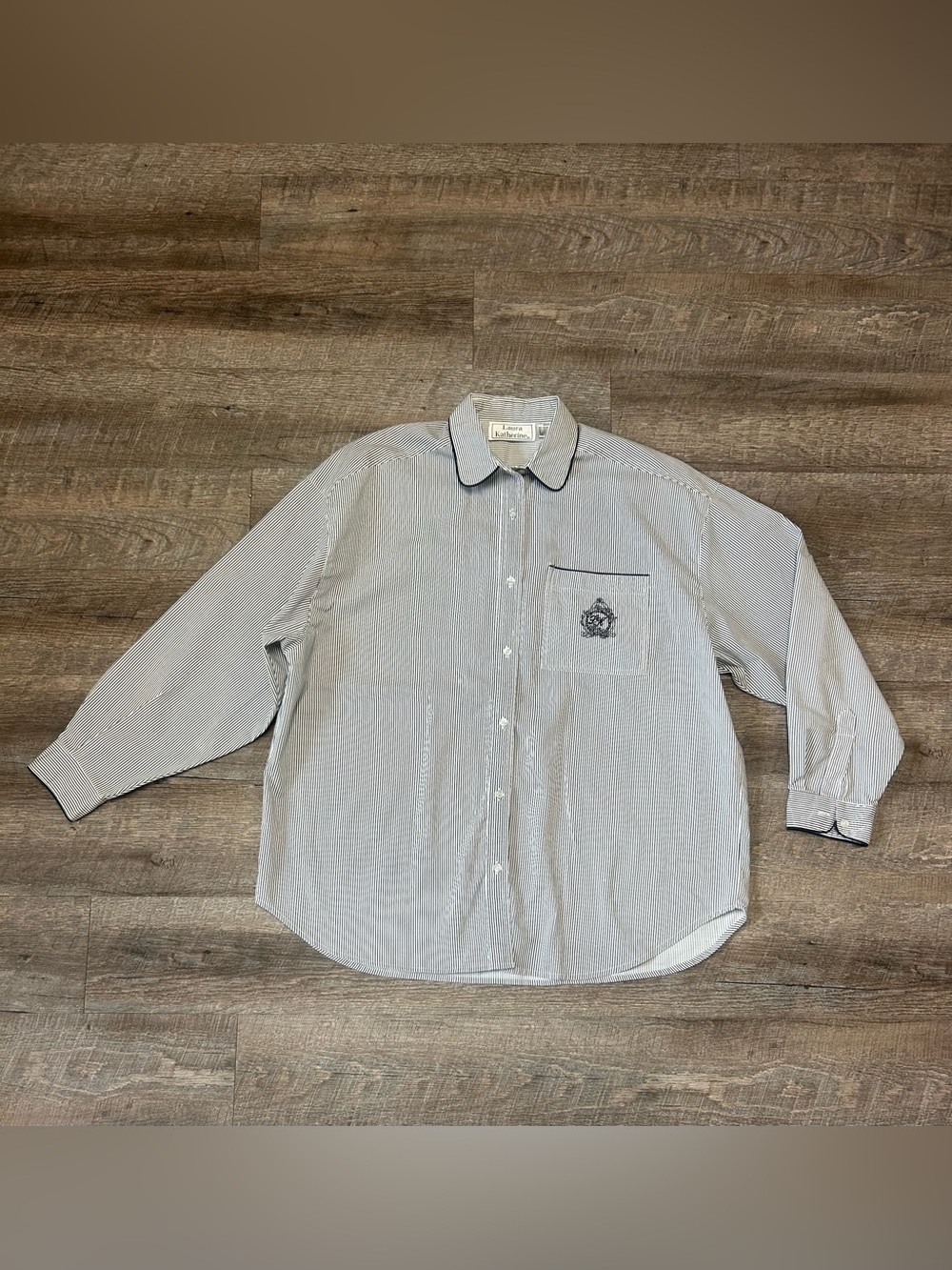Vintage Laura Katherine Striped Button-Down Long Sleeve Shirt /Size 22W (3X